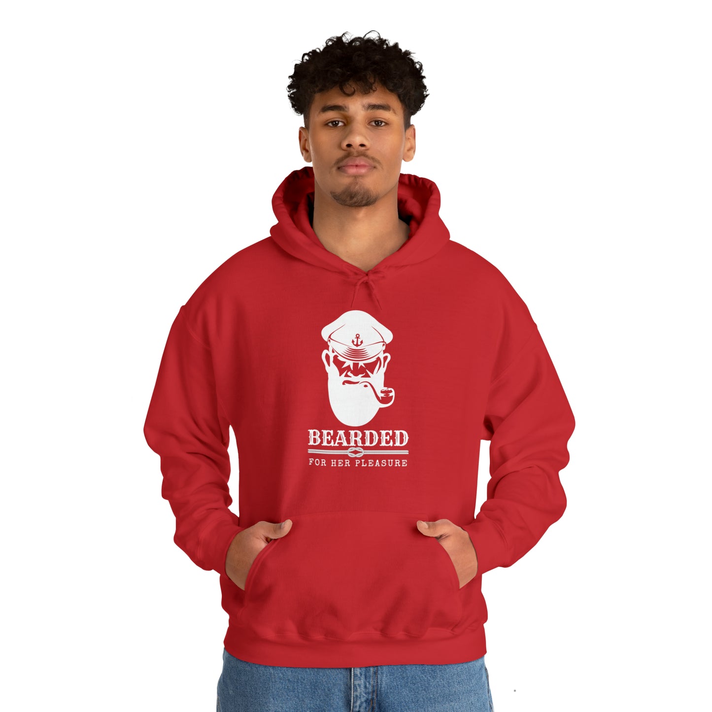 Men's Heavy Blend™ Hooded Sweatshirt with saying Bearded For Her Pleasure