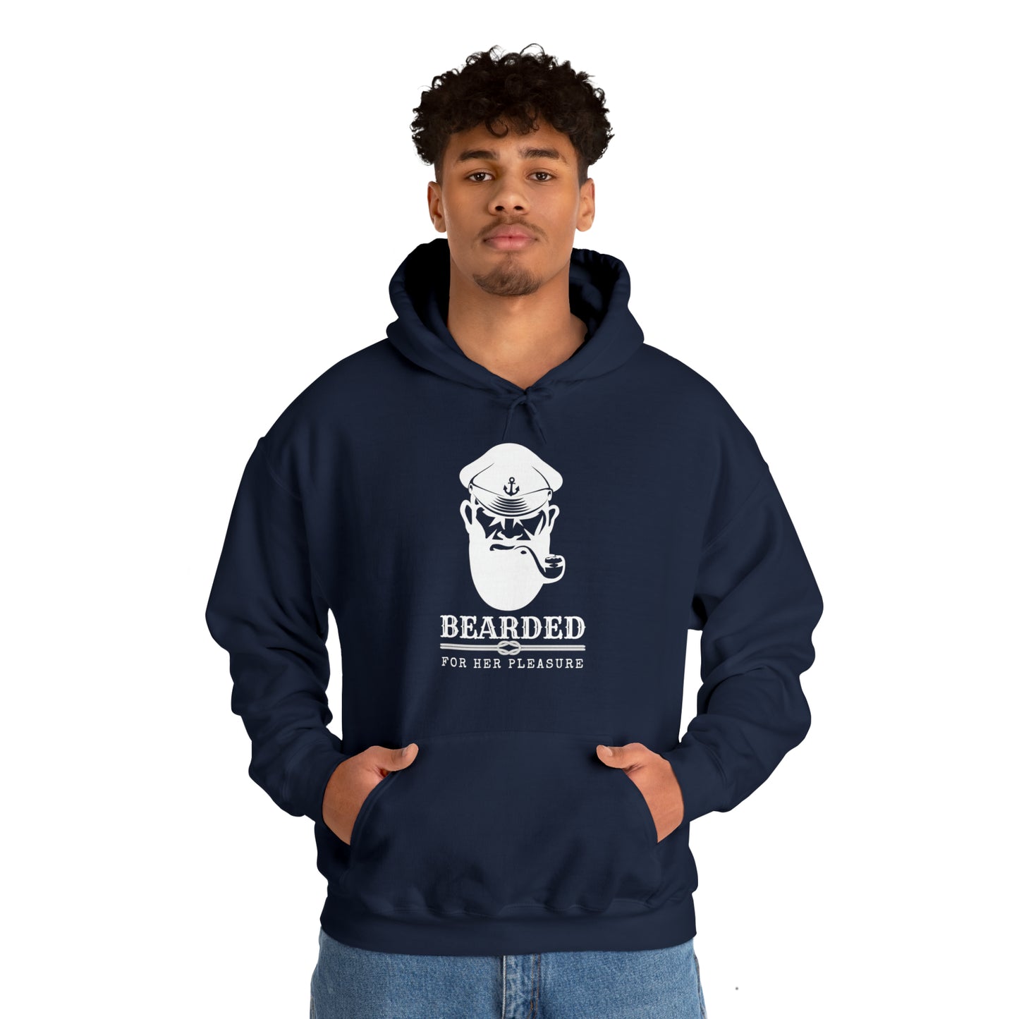 Men's Heavy Blend™ Hooded Sweatshirt with saying Bearded For Her Pleasure