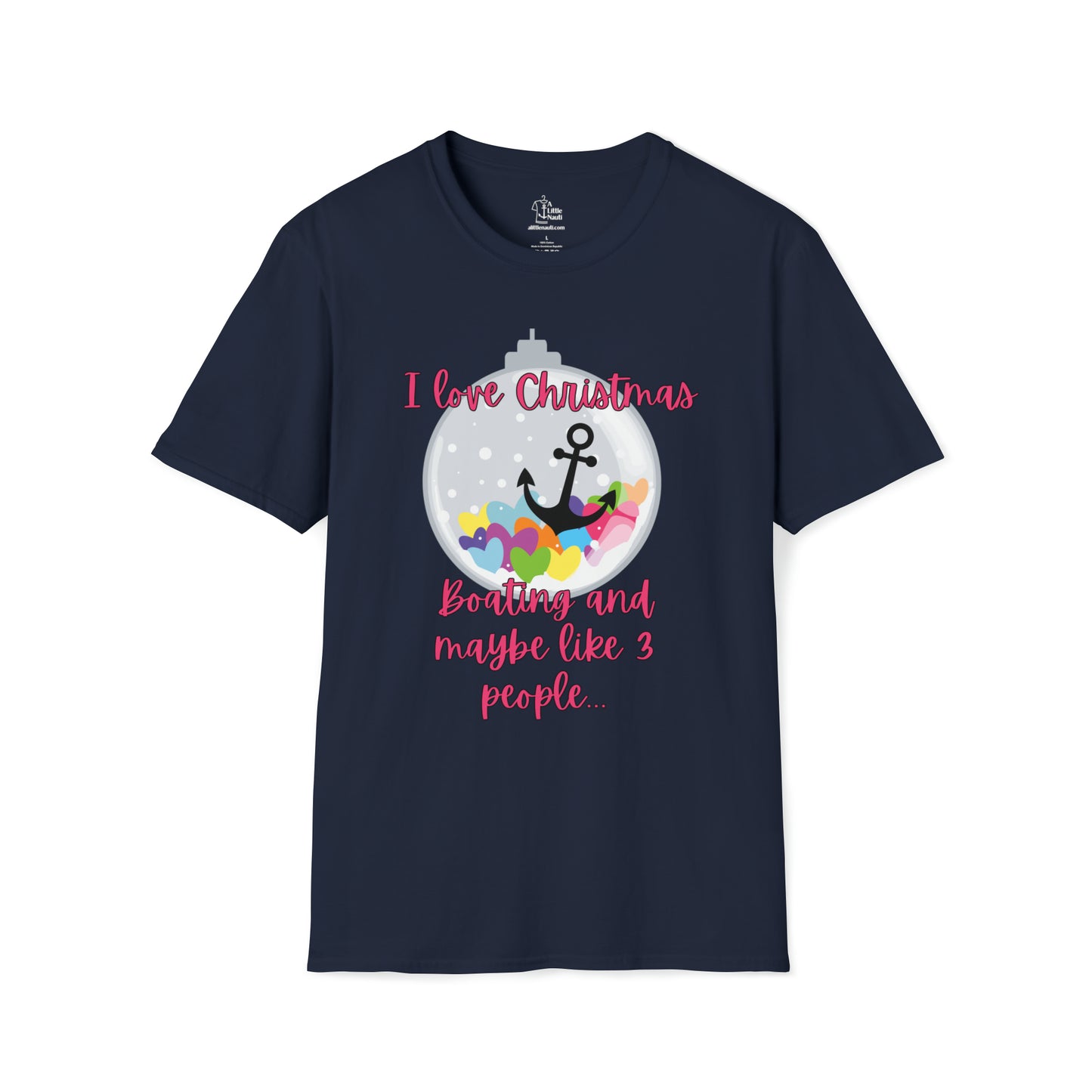 Women's Christmas T-Shirt with saying I Love Christmas & Boating