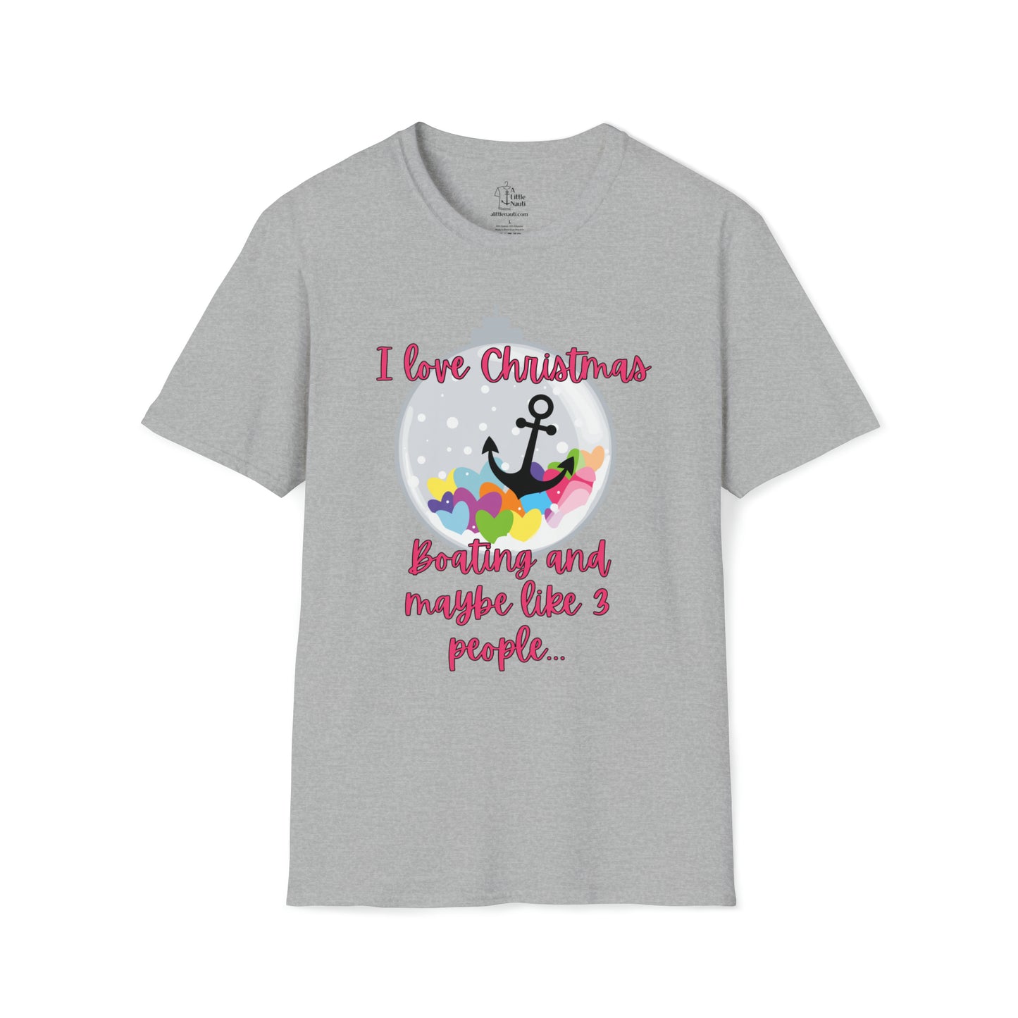 Women's Christmas T-Shirt with saying I Love Christmas & Boating