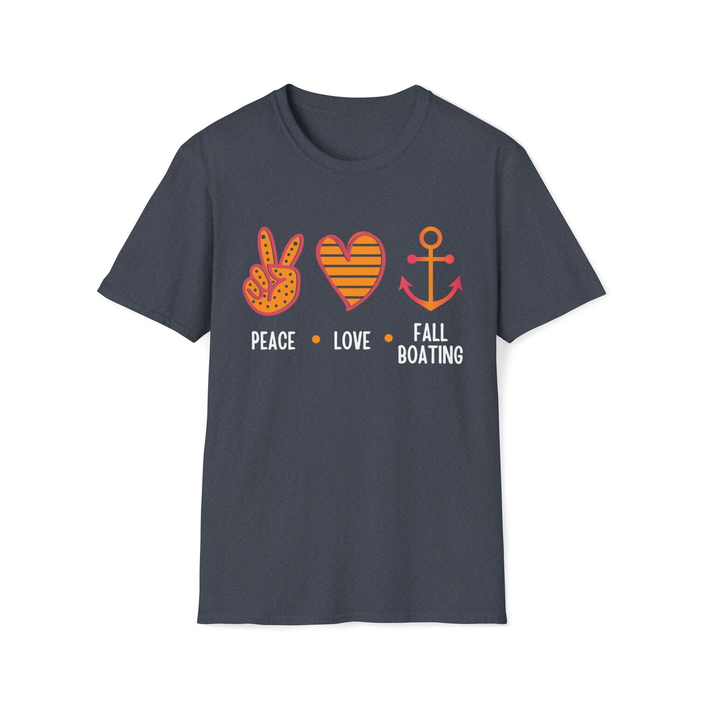 Womens Cute Peace - Love - Fall Boating T-Shirt