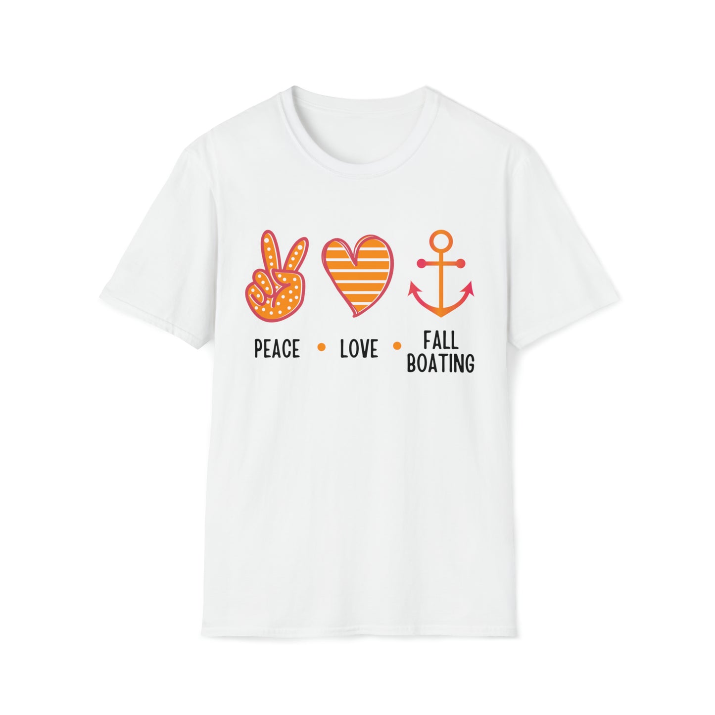 Womens Cute Peace - Love - Fall Boating T-Shirt