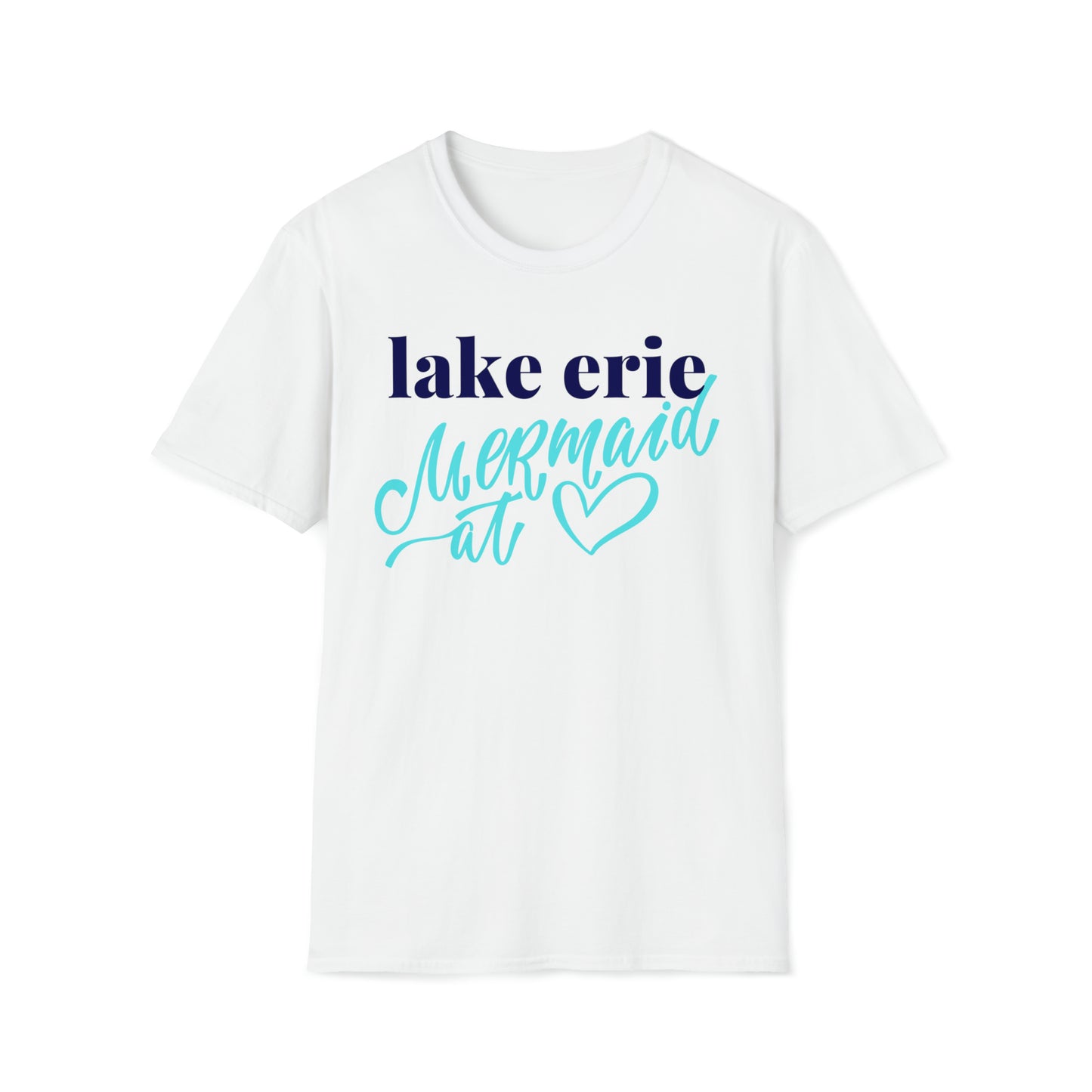 Womens Cute Lake Erie Mermaid Crew Neck T Shirt