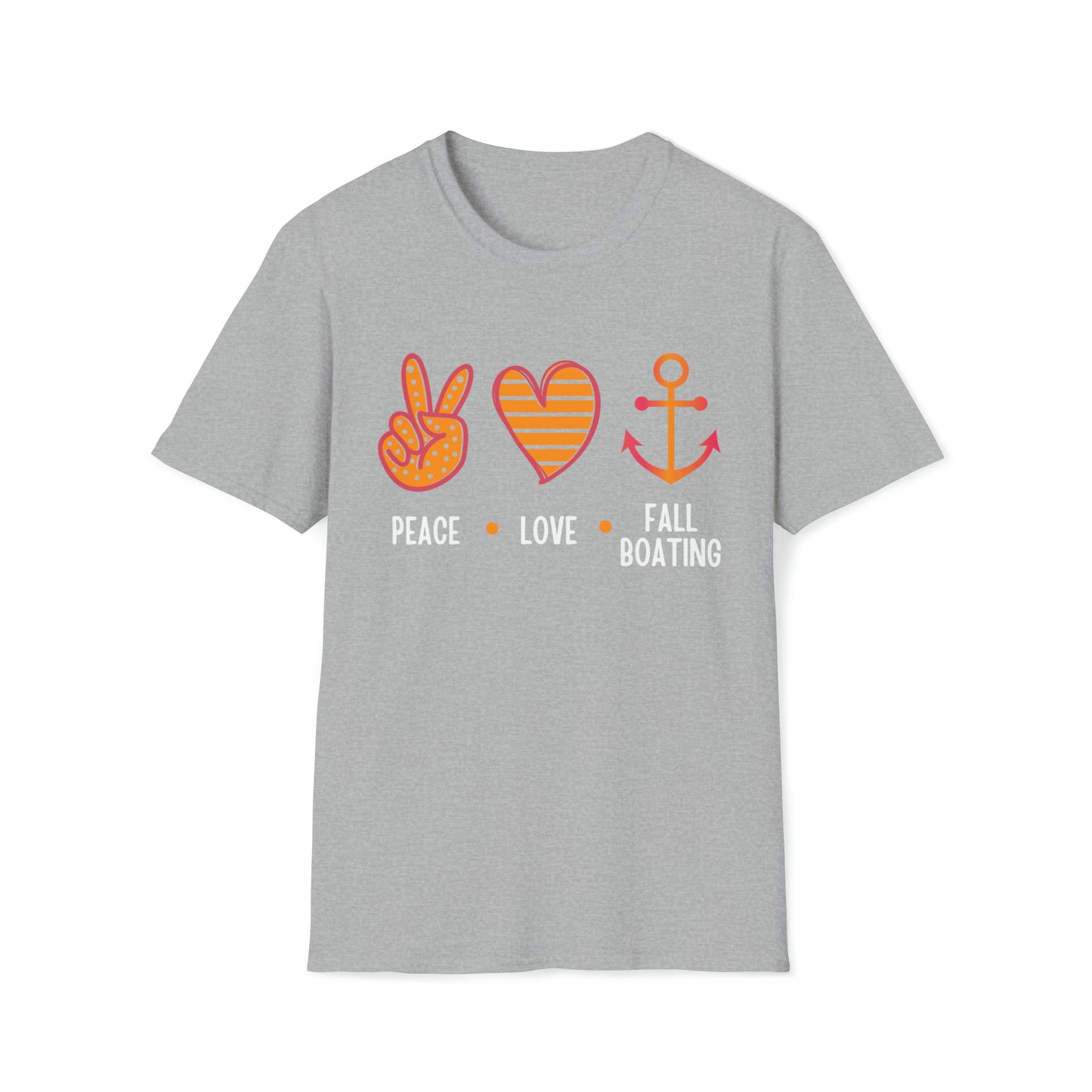 Womens Cute Peace - Love - Fall Boating T-Shirt