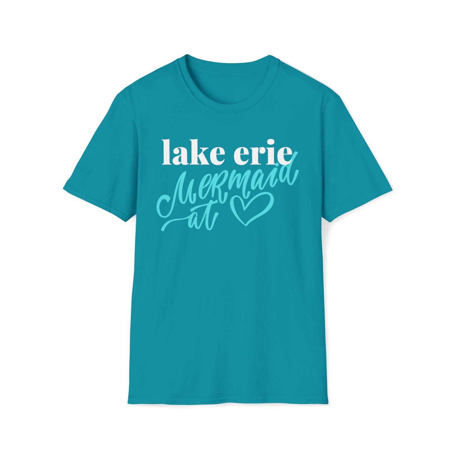 Womens Cute Lake Erie Mermaid Crew Neck T Shirt