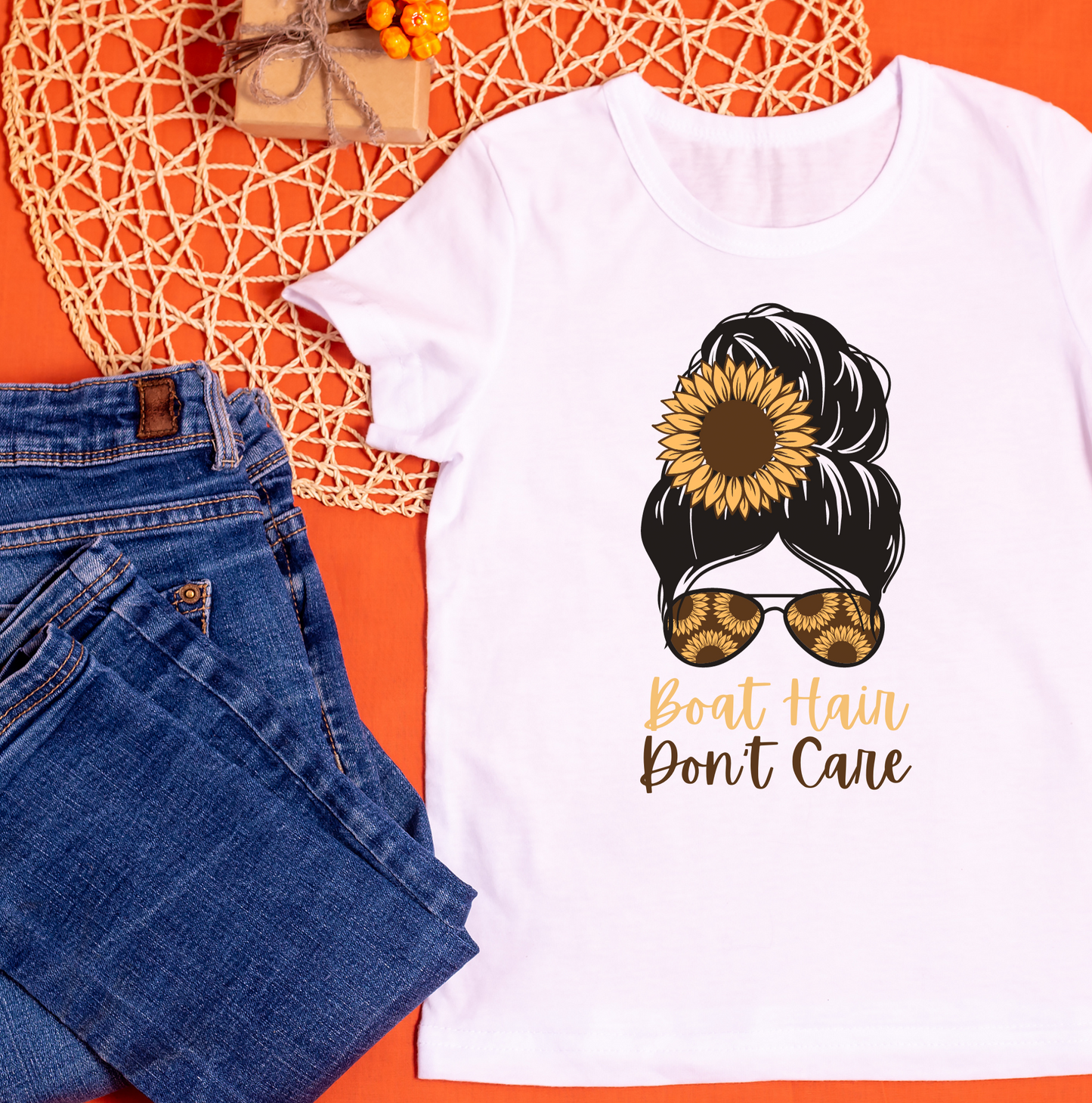 Womens Fall Style Boat Hair Don't Care T Shirt