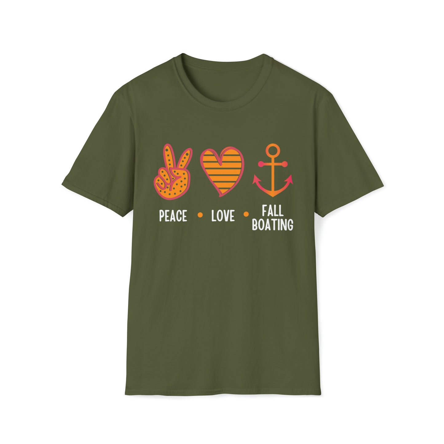 Womens Cute Peace - Love - Fall Boating T-Shirt