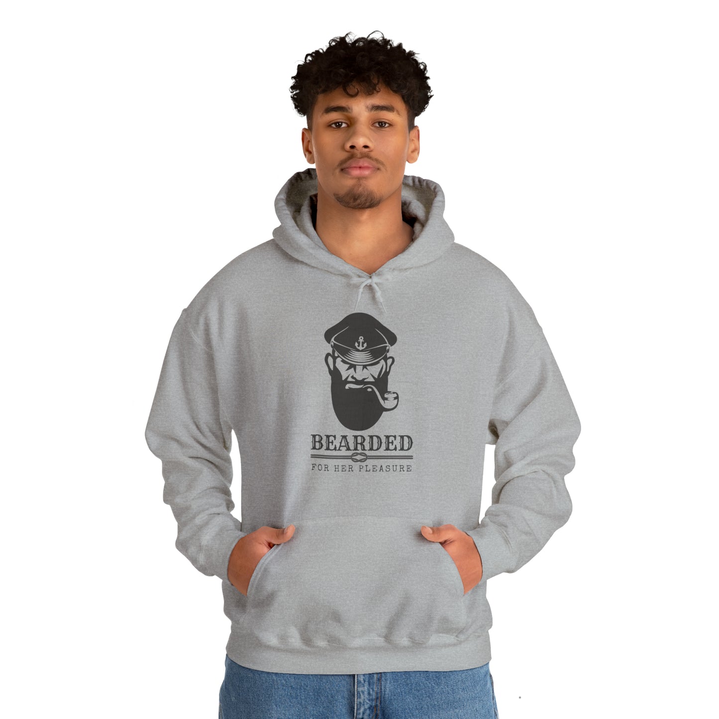 Men's Heavy Blend™ Hooded Sweatshirt with saying Bearded For Her Pleasure