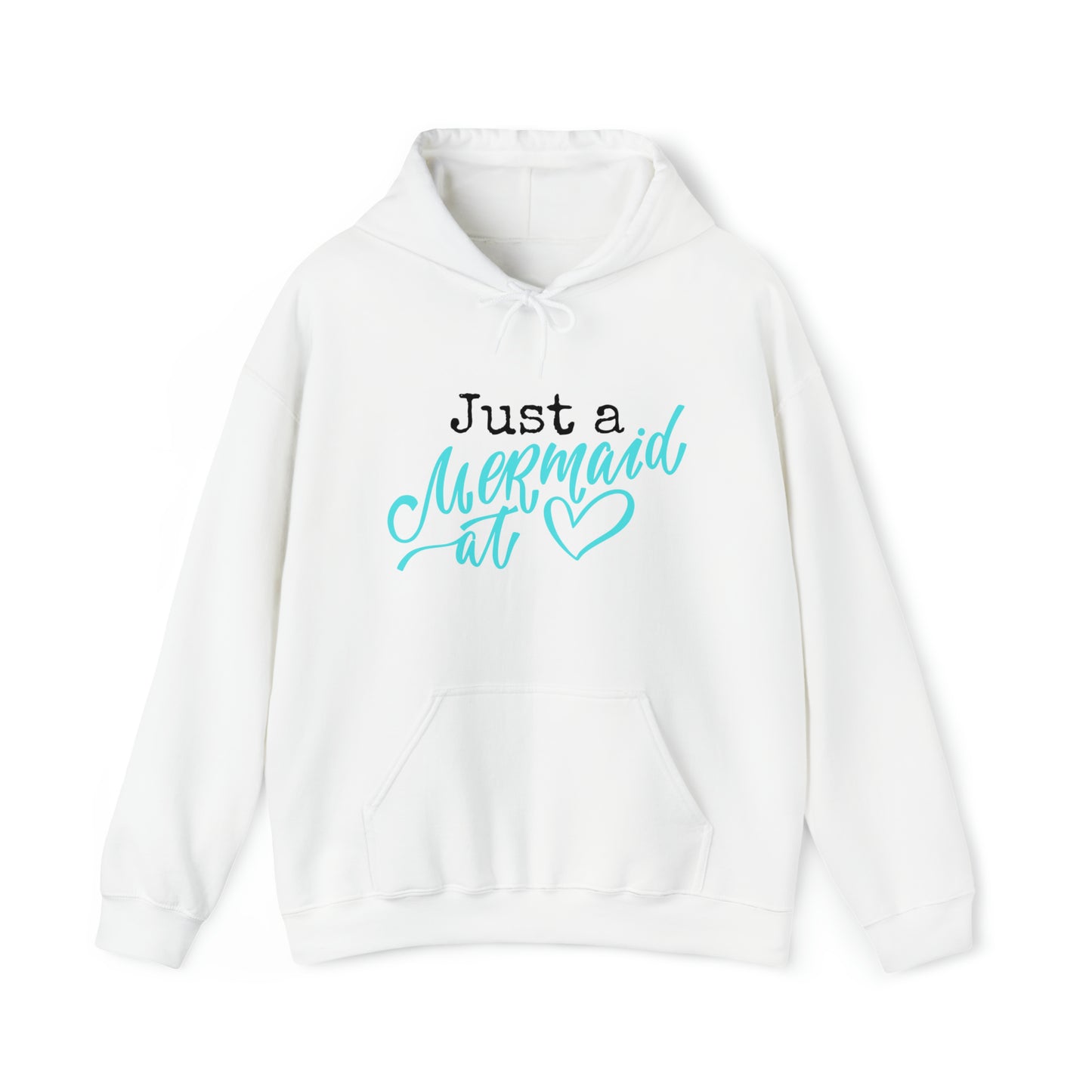 Women's Heavy Blend™ Hooded Sweatshirt with saying Just a Mermaid at Heart