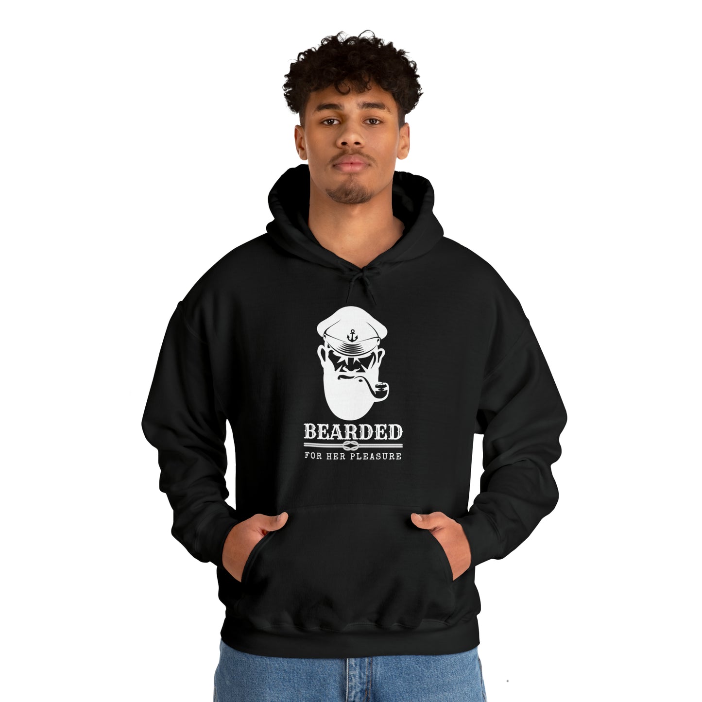 Men's Heavy Blend™ Hooded Sweatshirt with saying Bearded For Her Pleasure