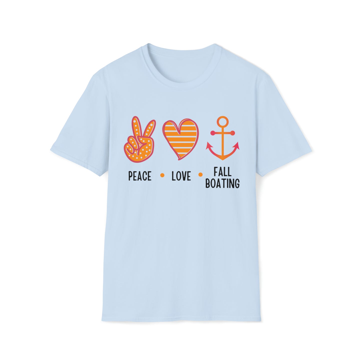 Womens Cute Peace - Love - Fall Boating T-Shirt