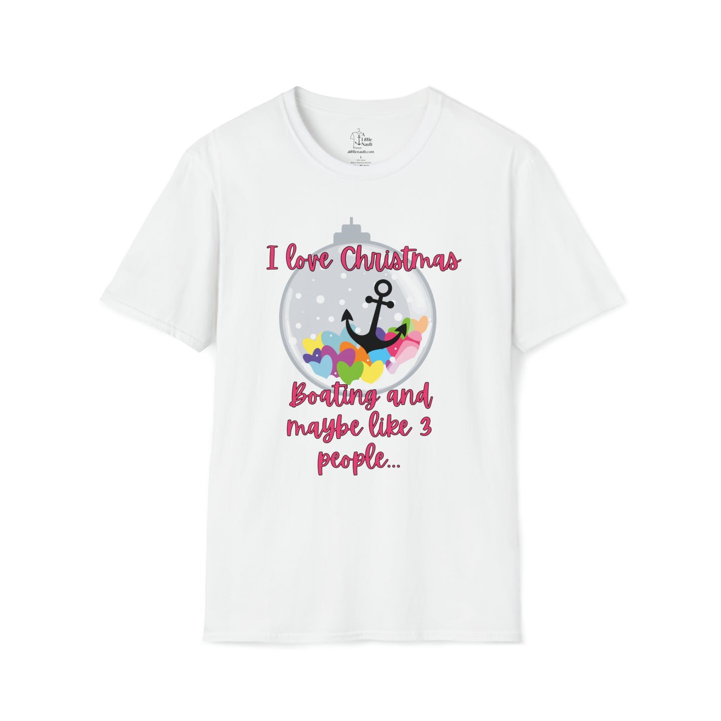 Women's Christmas T-Shirt with saying I Love Christmas & Boating