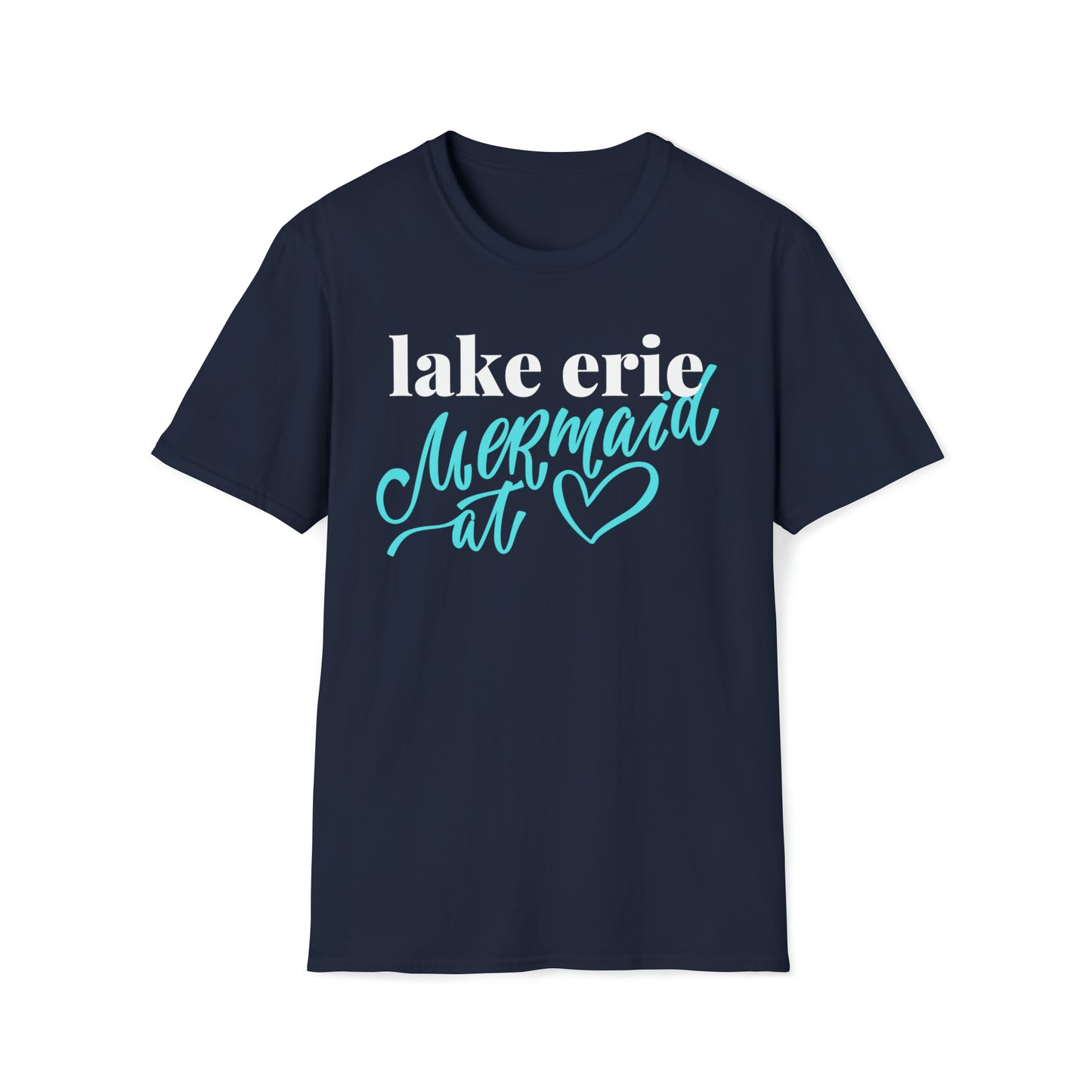 Womens Cute Lake Erie Mermaid Crew Neck T Shirt