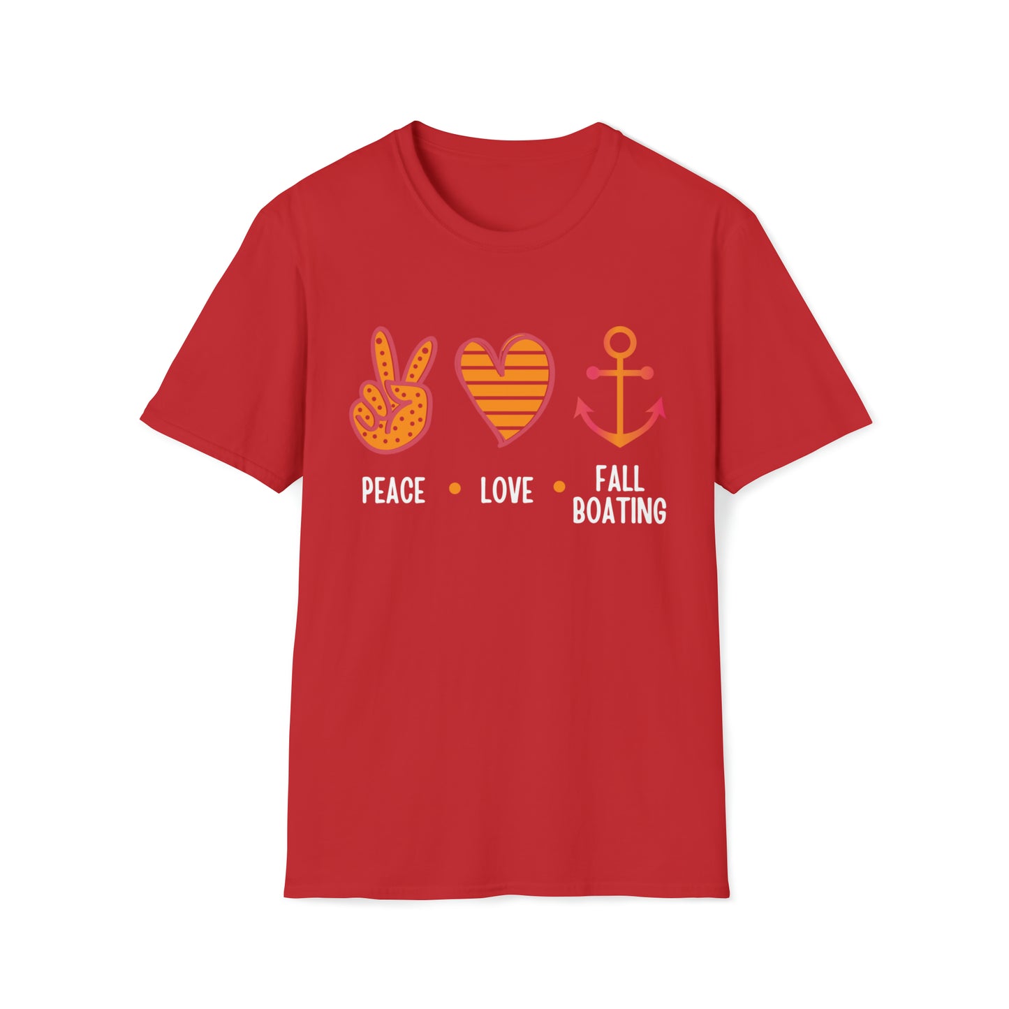 Womens Cute Peace - Love - Fall Boating T-Shirt