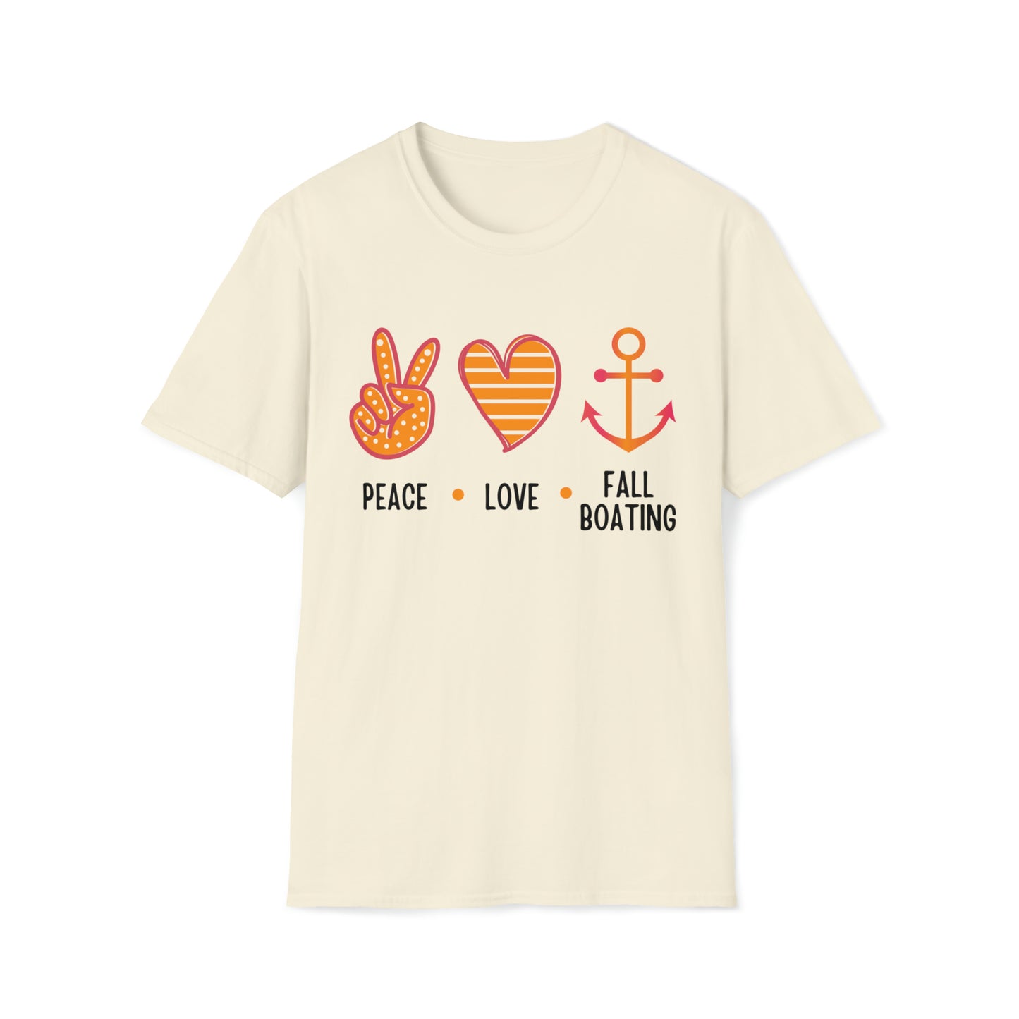 Womens Cute Peace - Love - Fall Boating T-Shirt