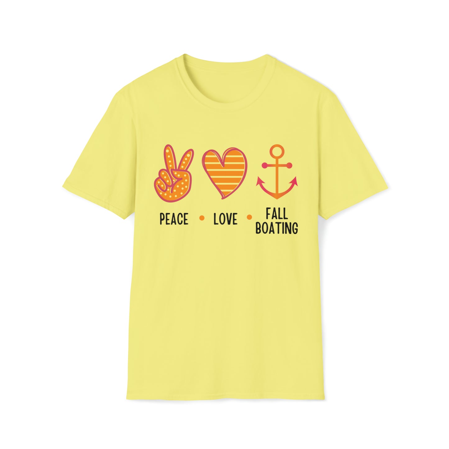 Womens Cute Peace - Love - Fall Boating T-Shirt