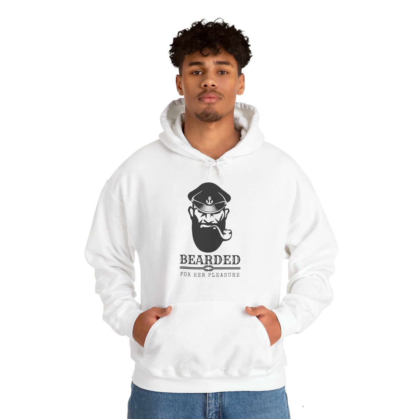 Men's Heavy Blend™ Hooded Sweatshirt with saying Bearded For Her Pleasure