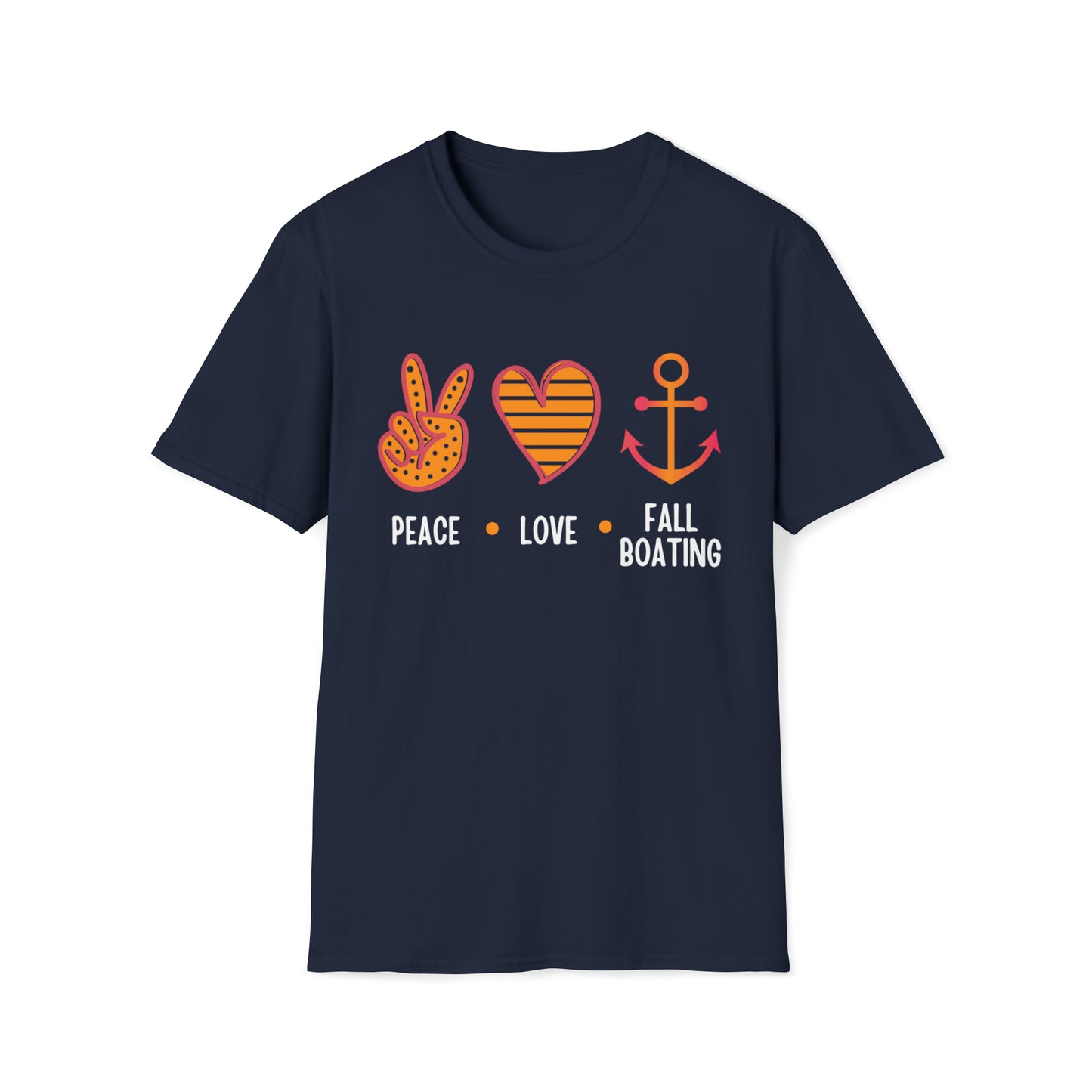 Womens Cute Peace - Love - Fall Boating T-Shirt