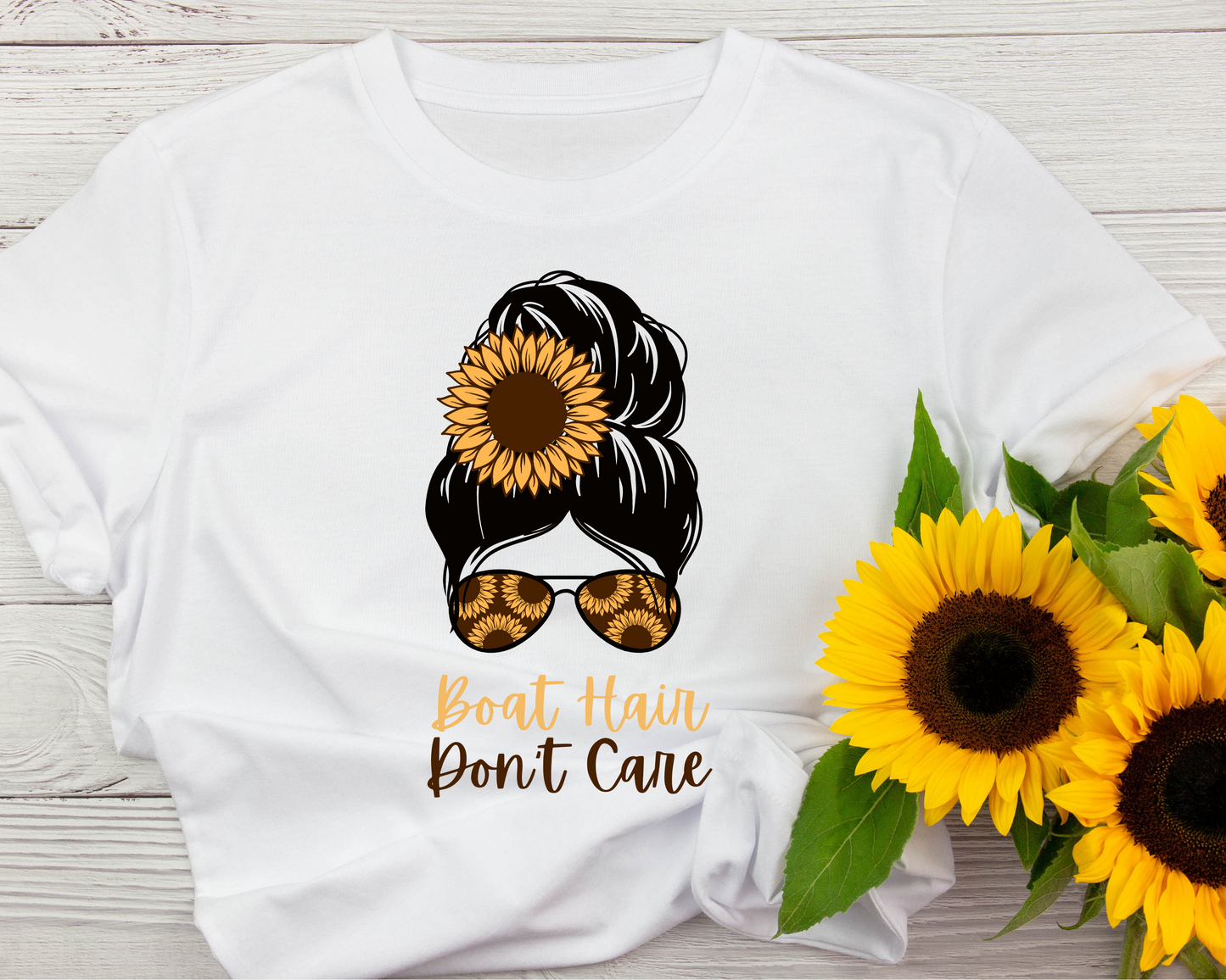 Womens Fall Style Boat Hair Don't Care T Shirt