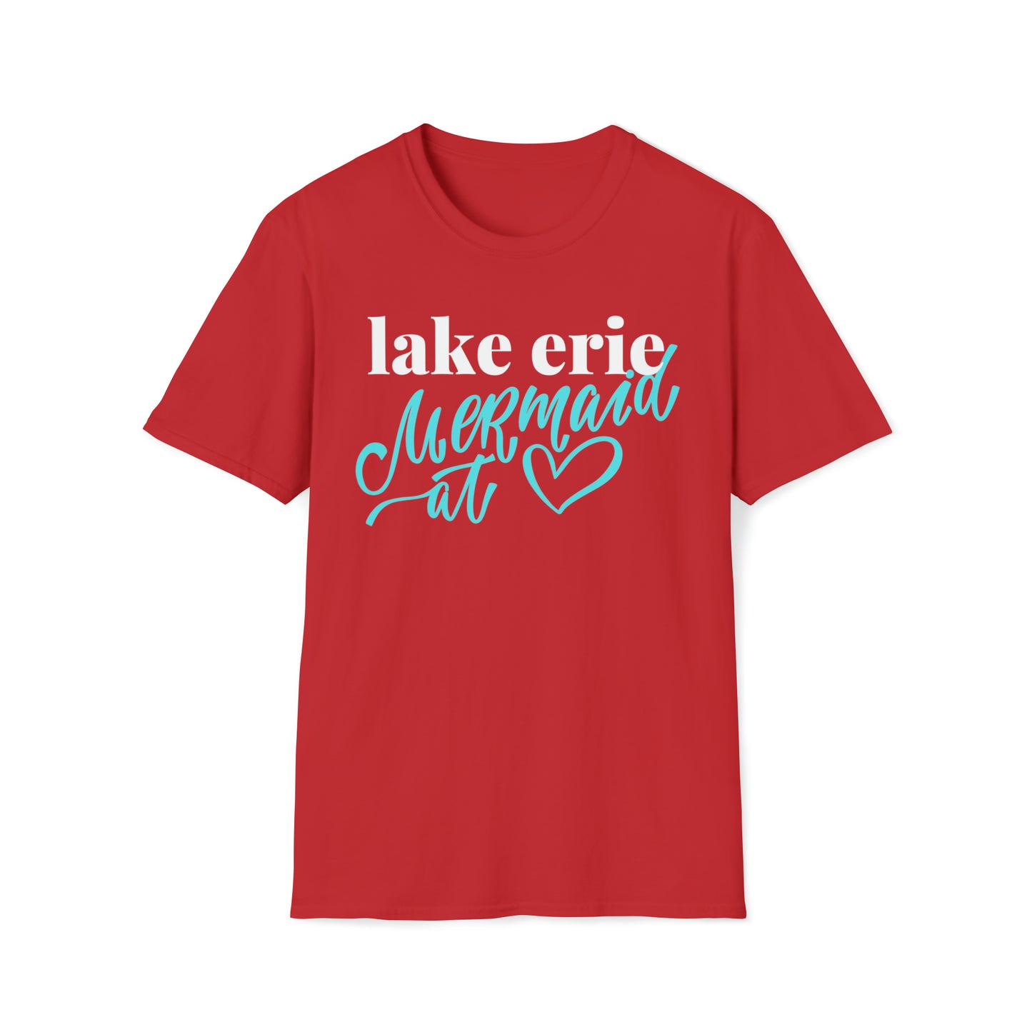 Womens Cute Lake Erie Mermaid Crew Neck T Shirt