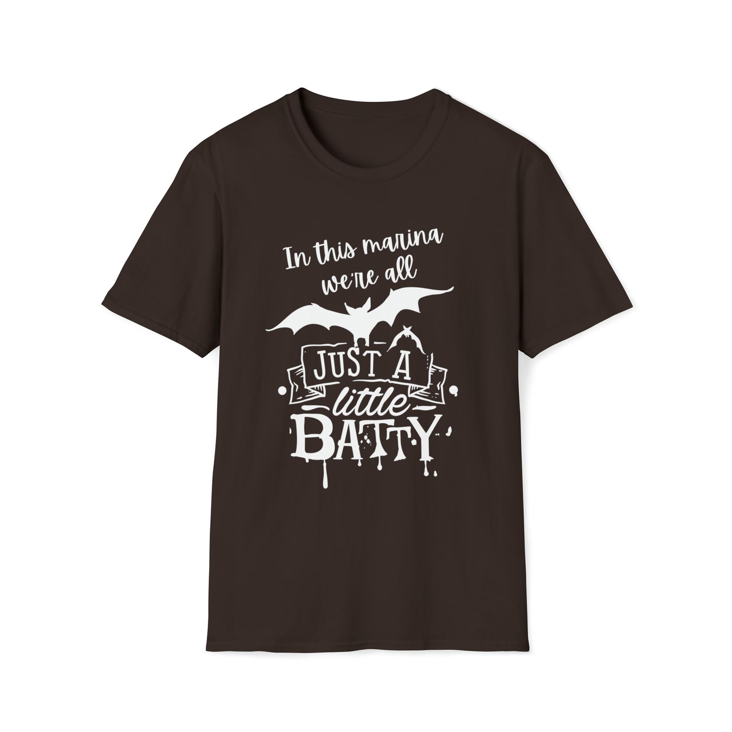 We're All Batty in this Marina Halloween Boating T-Shirt