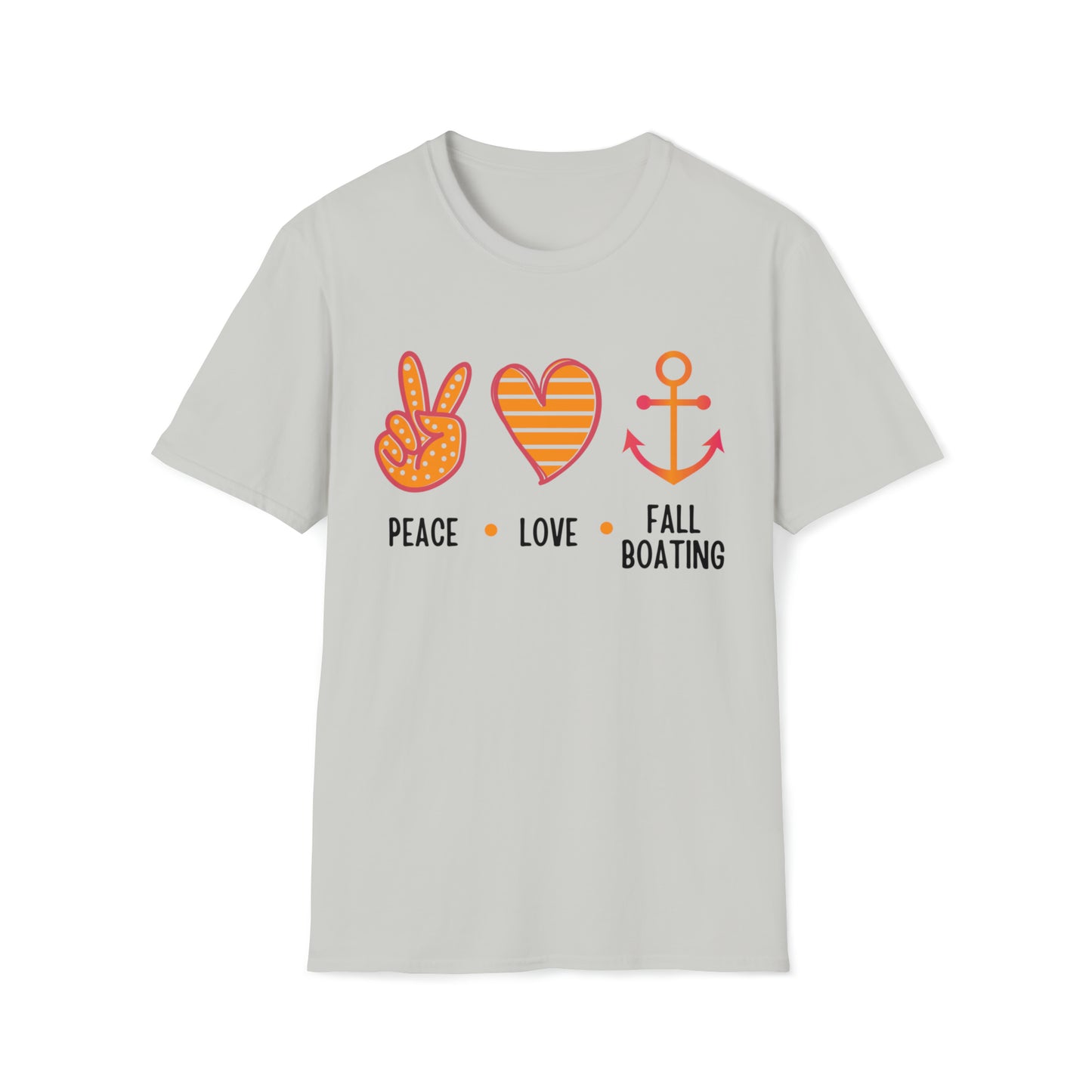 Womens Cute Peace - Love - Fall Boating T-Shirt