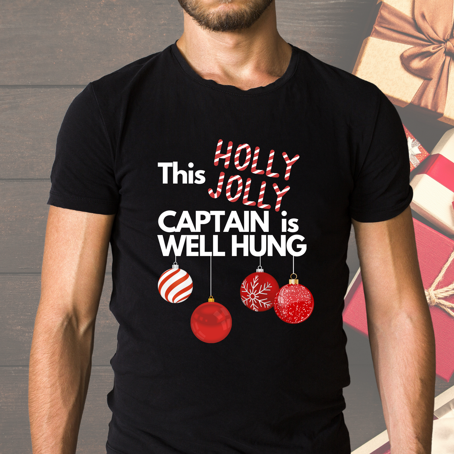 Men's Christmas Captain's Well Hung T Shirt