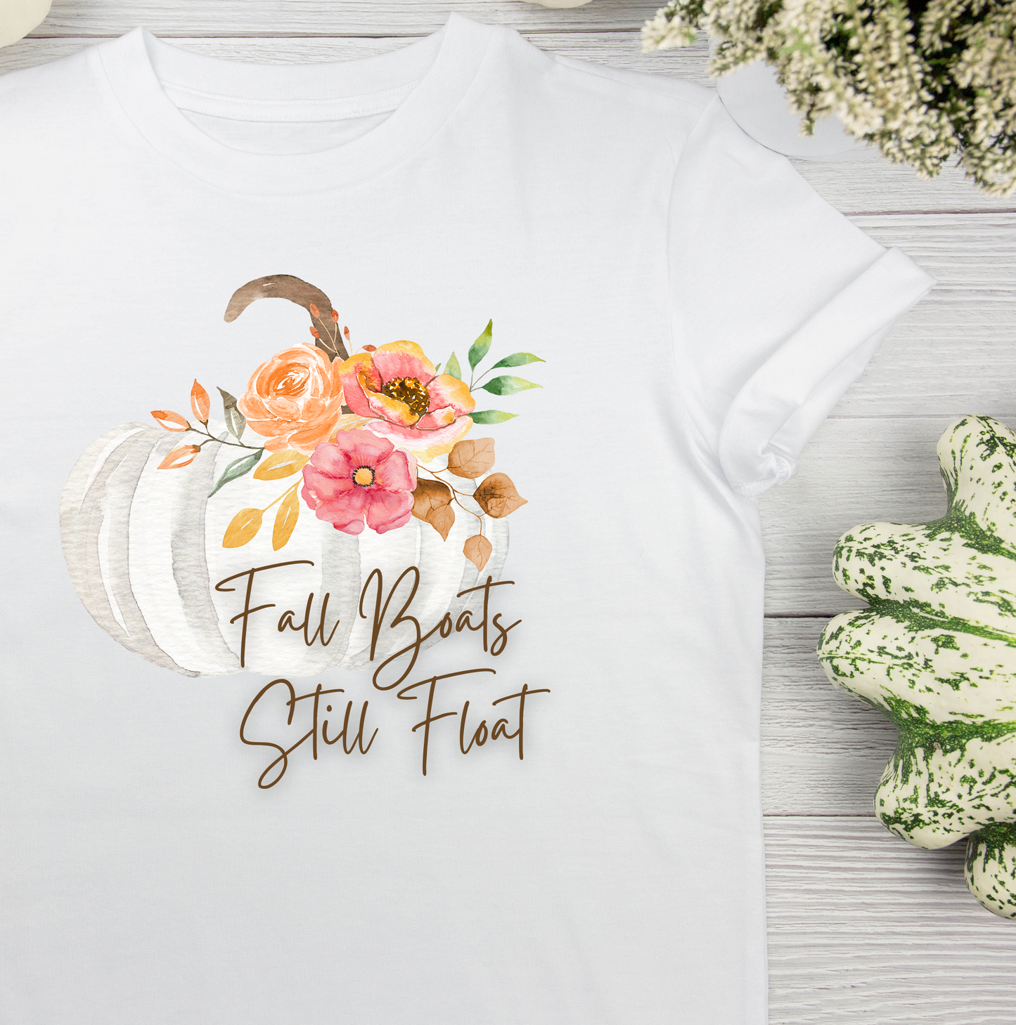 Womens Cute Fall Boats Still Float Graphic T-Shirt