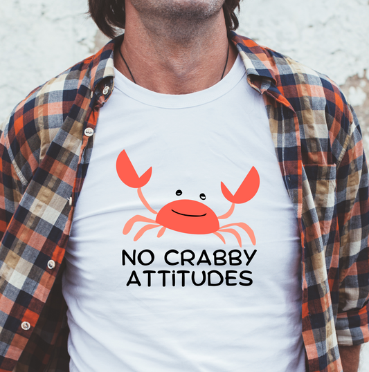 No Crabby Attitudes Unisex Nautical T-Shirt White