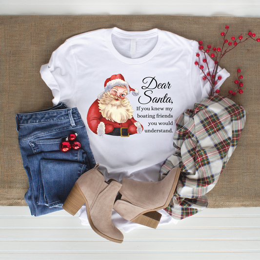 Santa Boating Friends Christmas T Shirt